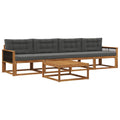 Outdoor-Sofagarnitur mit Kissen 5 pcs Natur und Anthrazit
