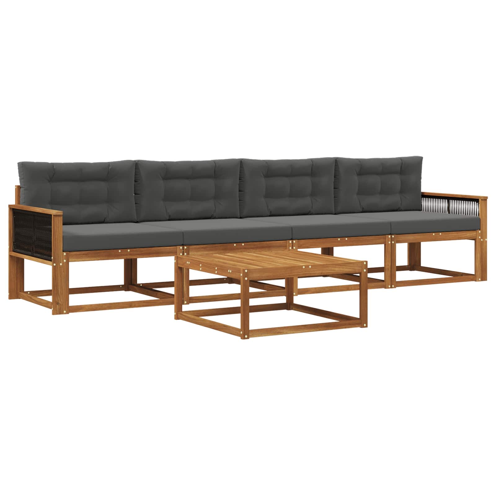 Outdoor-Sofagarnitur mit Kissen 5 pcs Natur und Anthrazit