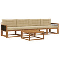 Outdoor-Sofagarnitur mit Kissen 5 pcs Natur und Beige
