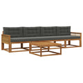 Outdoor-Sofagarnitur mit Kissen 5 pcs Natur und Anthrazit