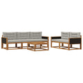 Outdoor-Sofagarnitur mit Kissen 6 pcs Natur und Hellgrau