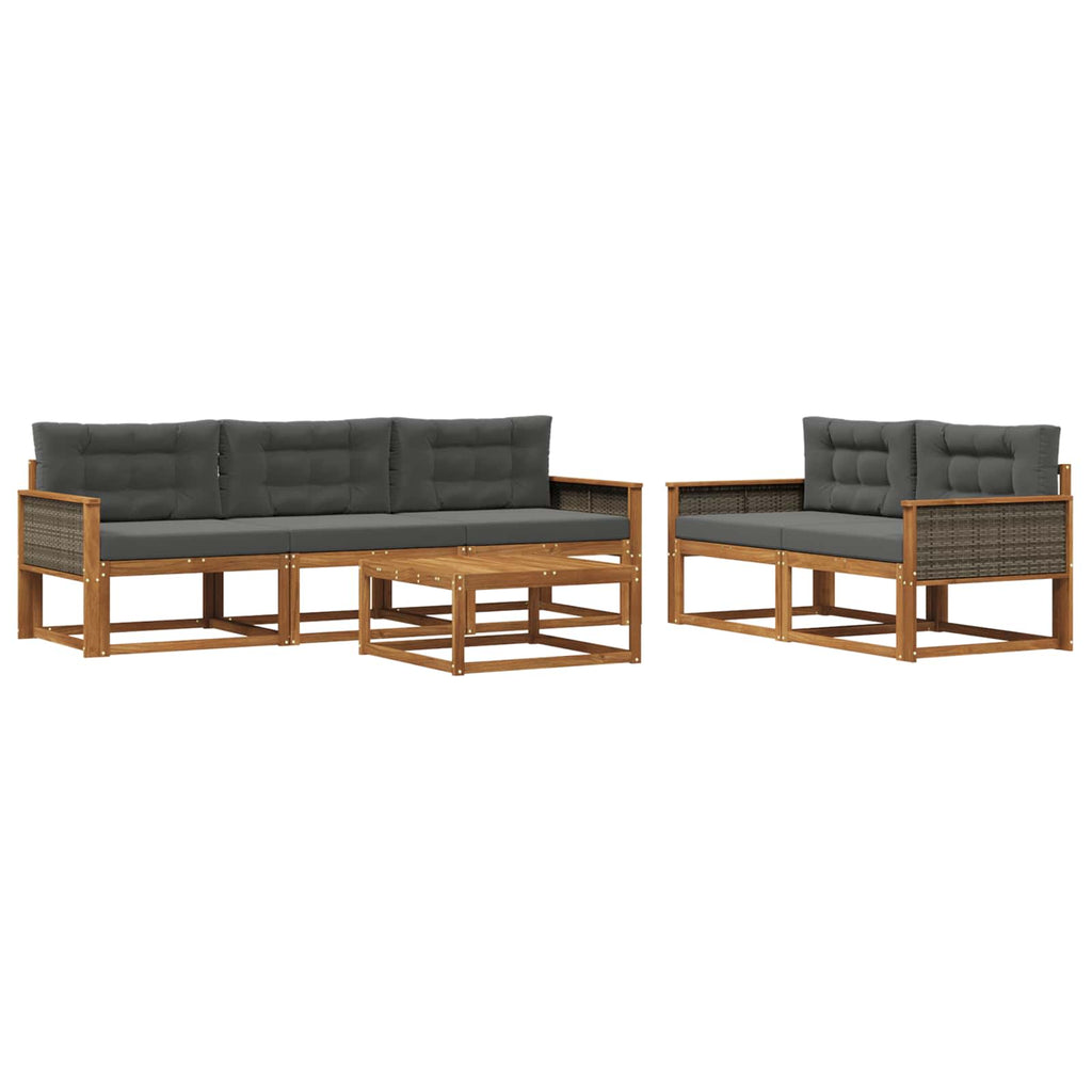 Outdoor-Sofagarnitur 6 pcs Natur und Anthrazit
