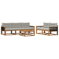 Outdoor-Sofagarnitur mit Kissen 6 pcs Natur und Hellgrau
