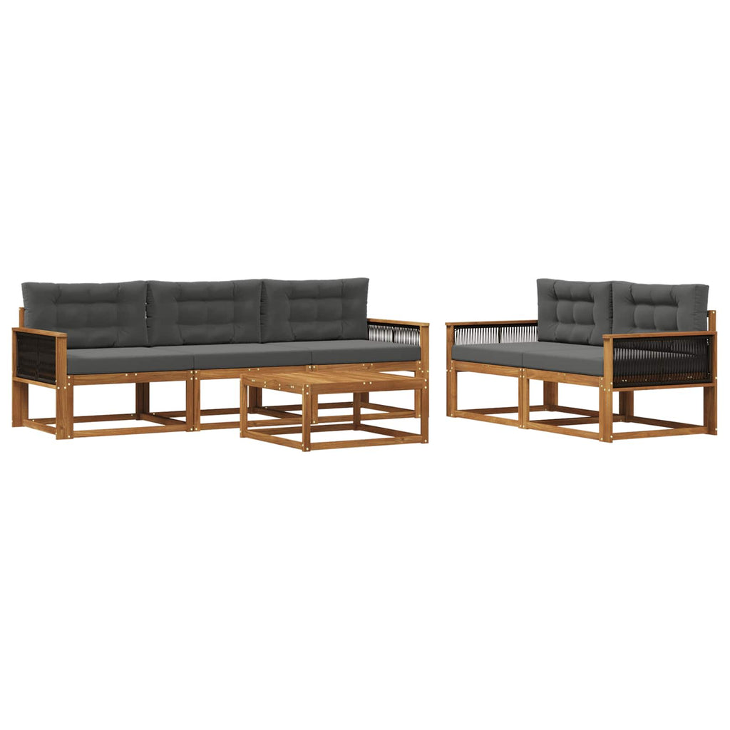 Outdoor-Sofagarnitur mit Kissen 6 pcs Natur und Anthrazit