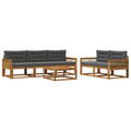Outdoor-Sofagarnitur mit Kissen 6 pcs Natur und Anthrazit