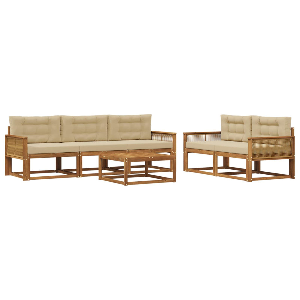 Outdoor-Sofagarnitur 6 pcs Natur und Beige