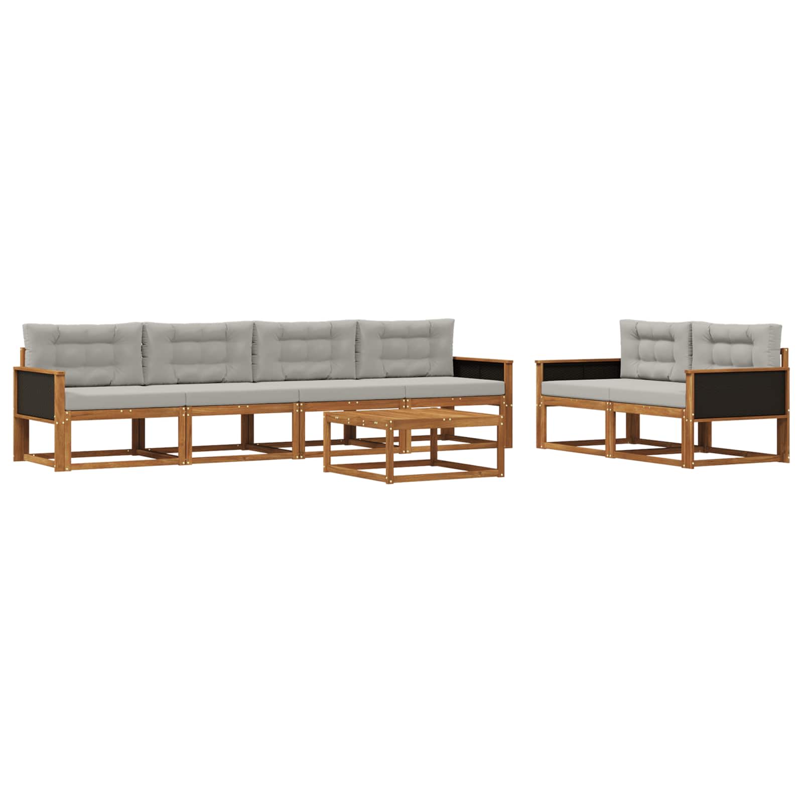 Outdoor-Sofagarnitur 7 pcs Natur und Hellgrau