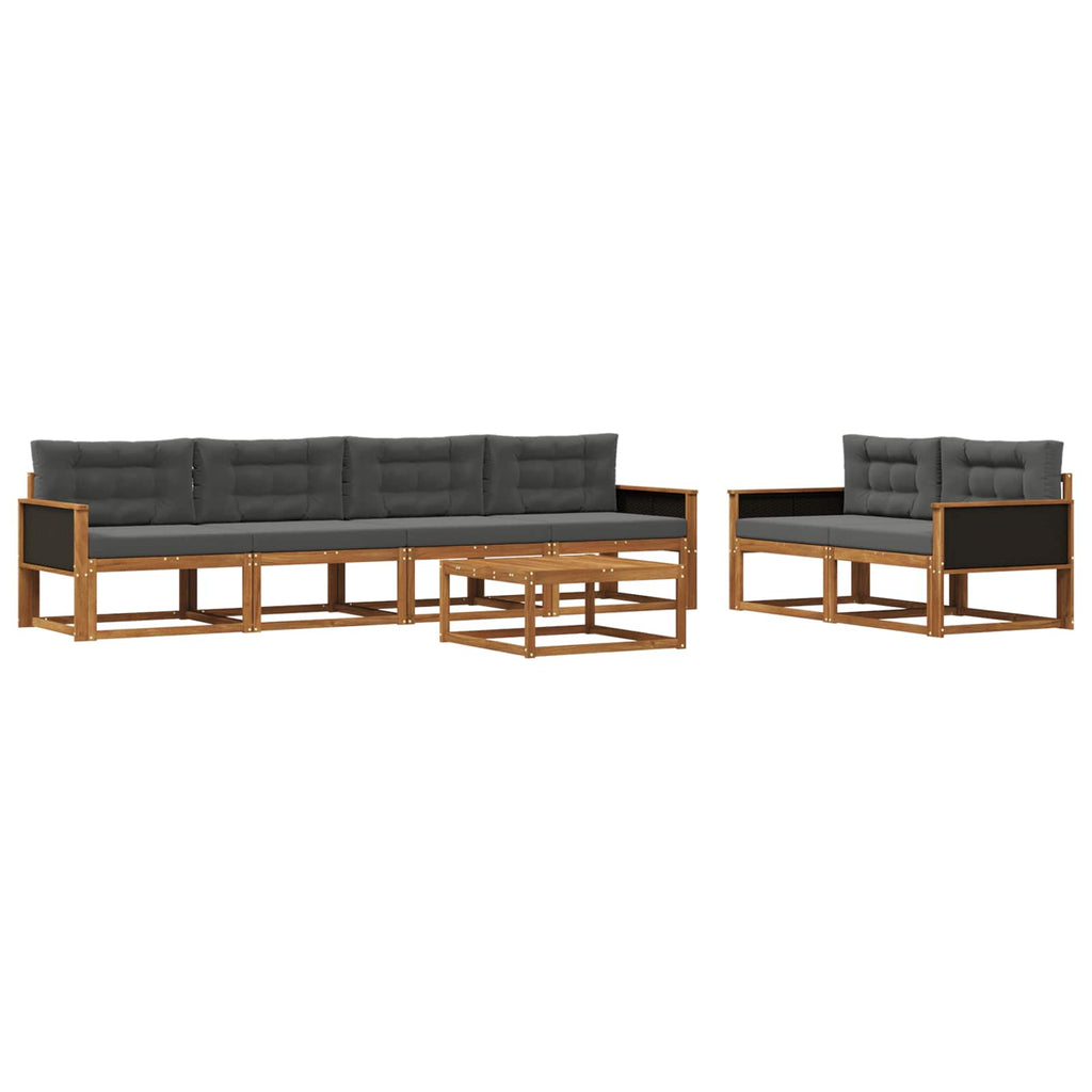 Outdoor-Sofagarnitur mit Kissen 7 pcs Natur und Anthrazit