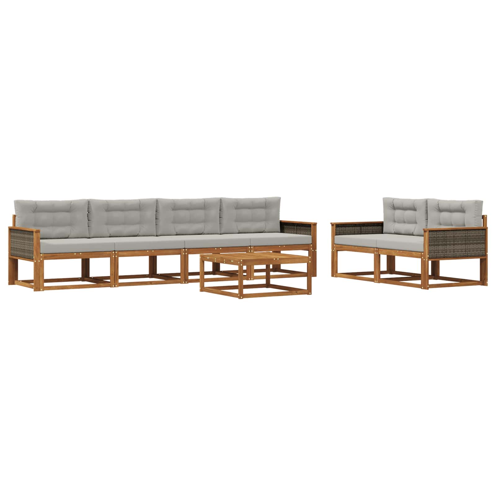 Outdoor-Sofagarnitur 7 pcs Natur und Hellgrau