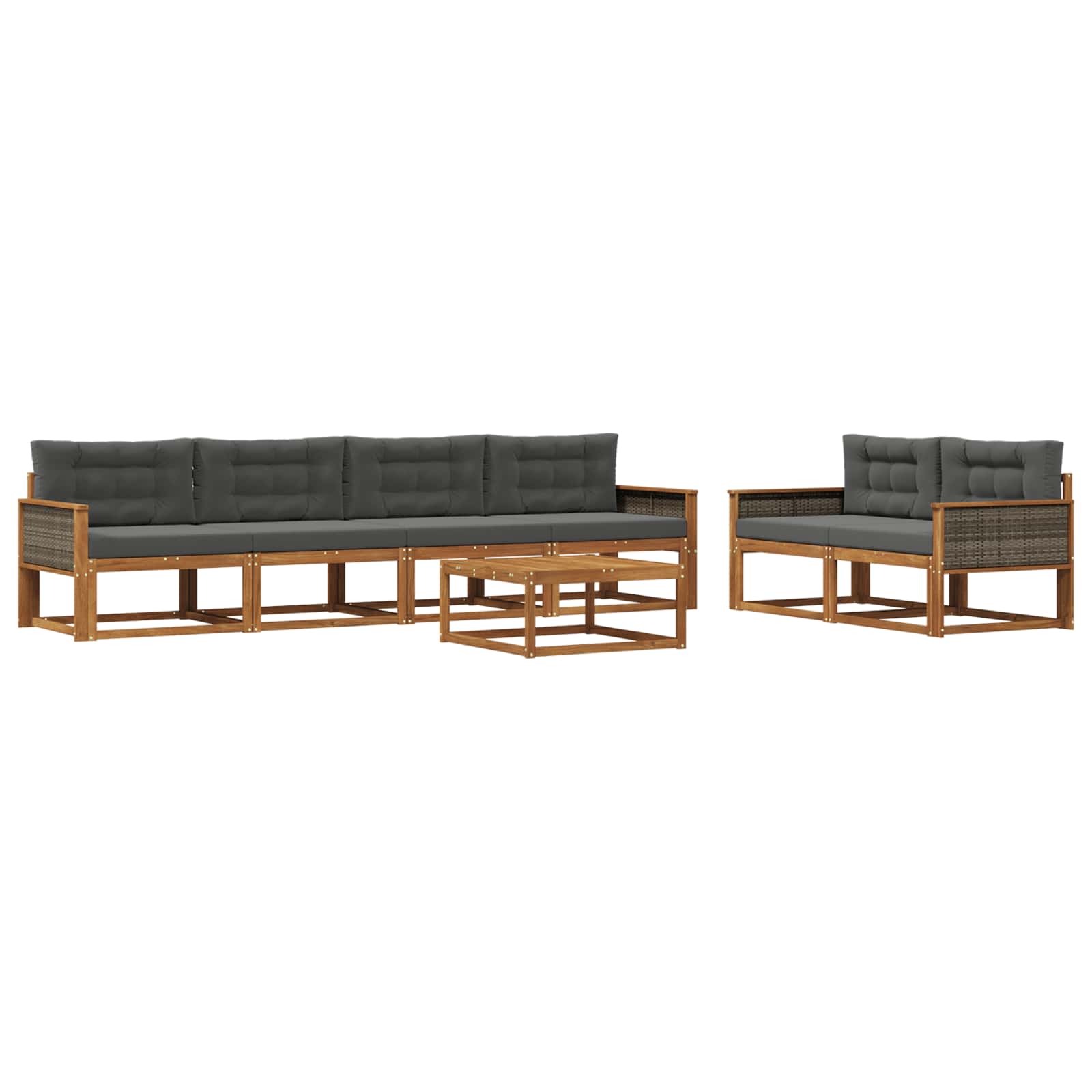 Outdoor-Sofagarnitur 7 pcs Natur und Anthrazit