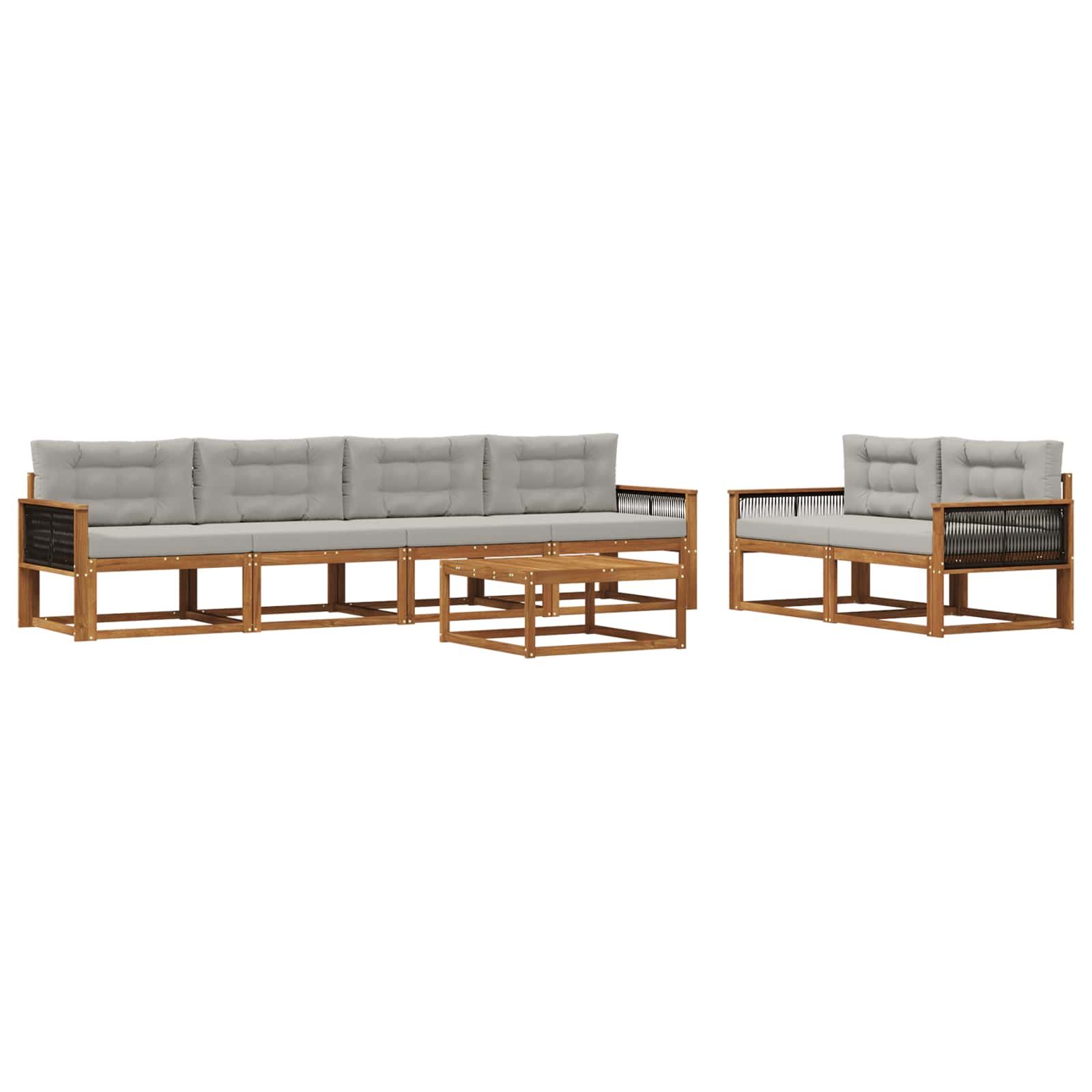 Outdoor-Sofagarnitur 7 pcs Natur und Hellgrau