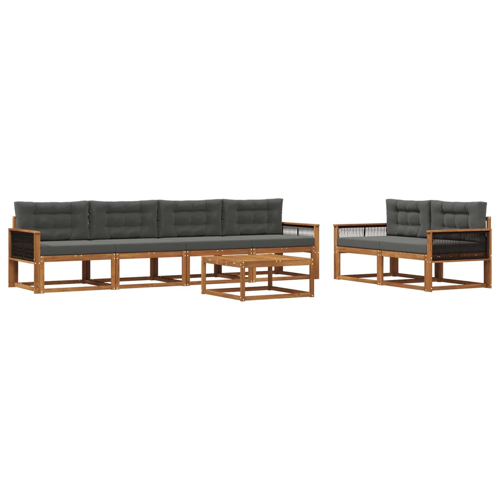 Outdoor-Sofagarnitur mit Kissen 7 pcs Natur und Anthrazit