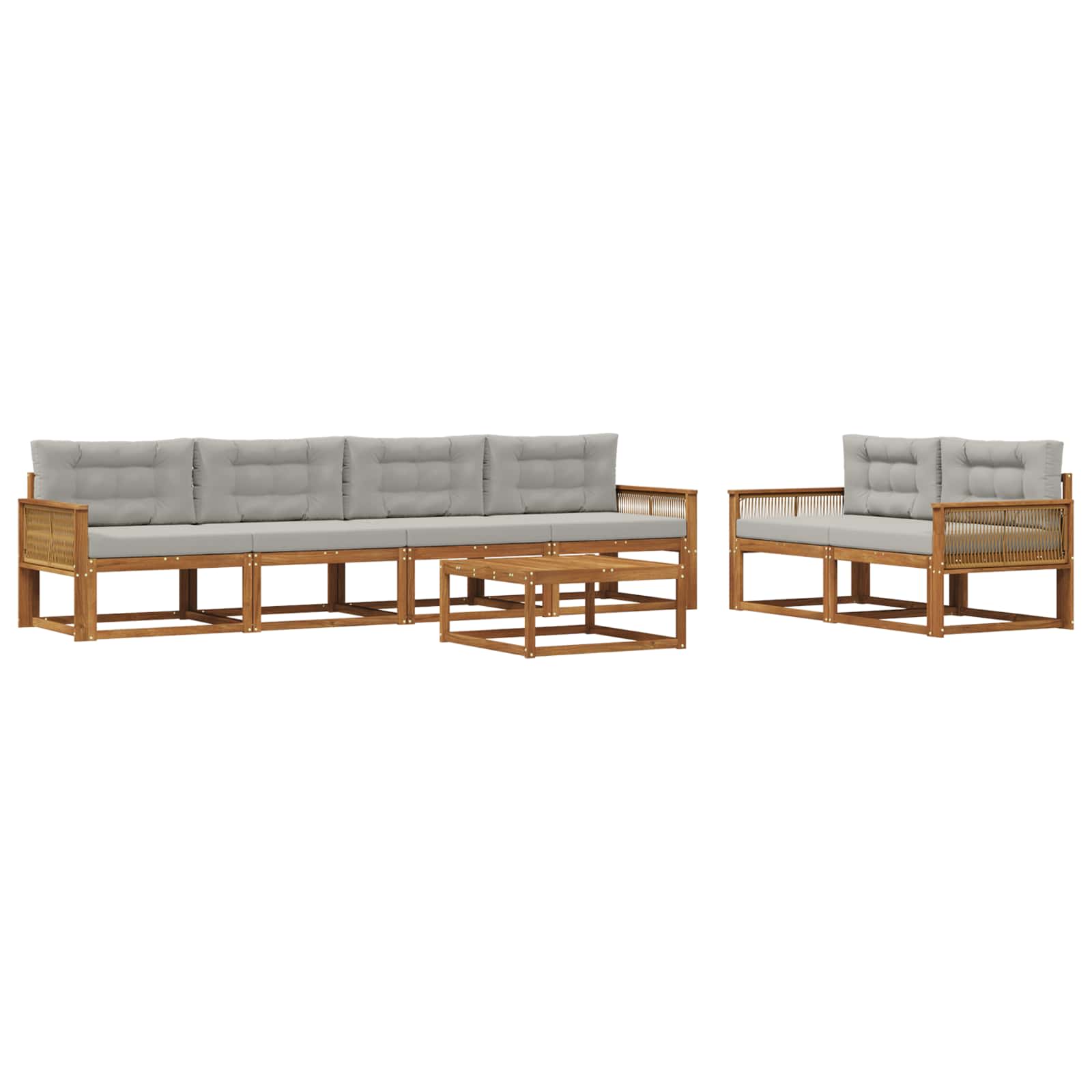 Outdoor-Sofagarnitur 7 pcs Natur und Hellgrau