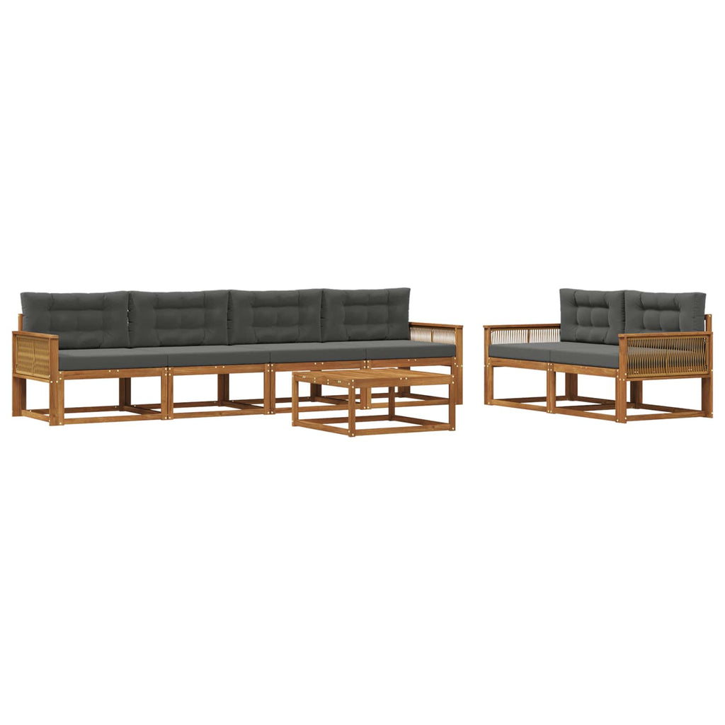 Outdoor-Sofagarnitur mit Kissen 7 pcs Natur und Anthrazit