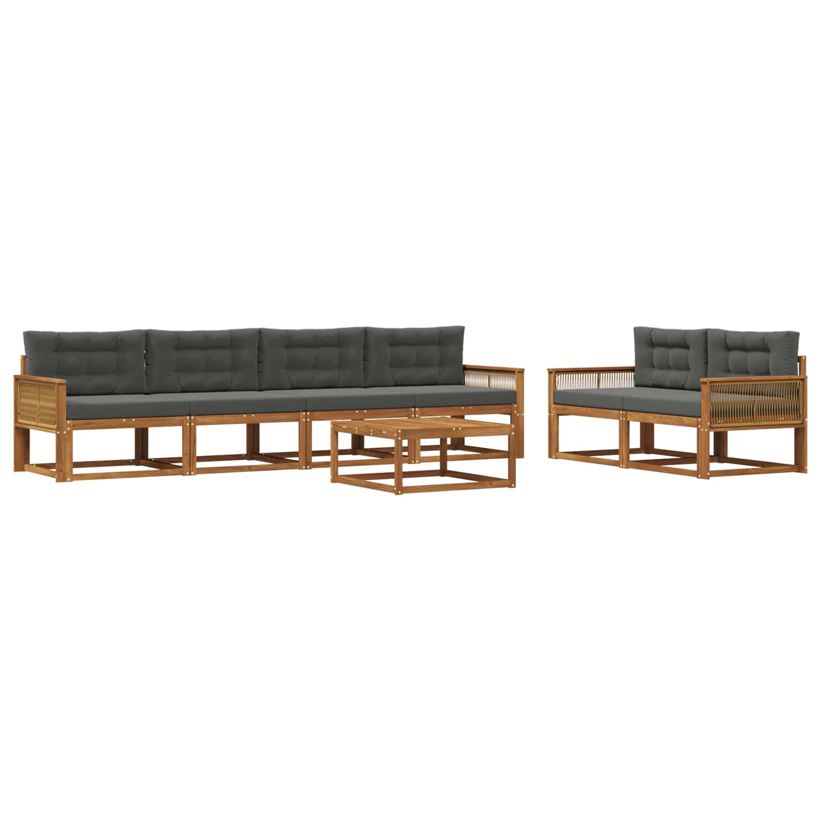 Outdoor-Sofagarnitur mit Kissen 7 pcs Natur und Anthrazit