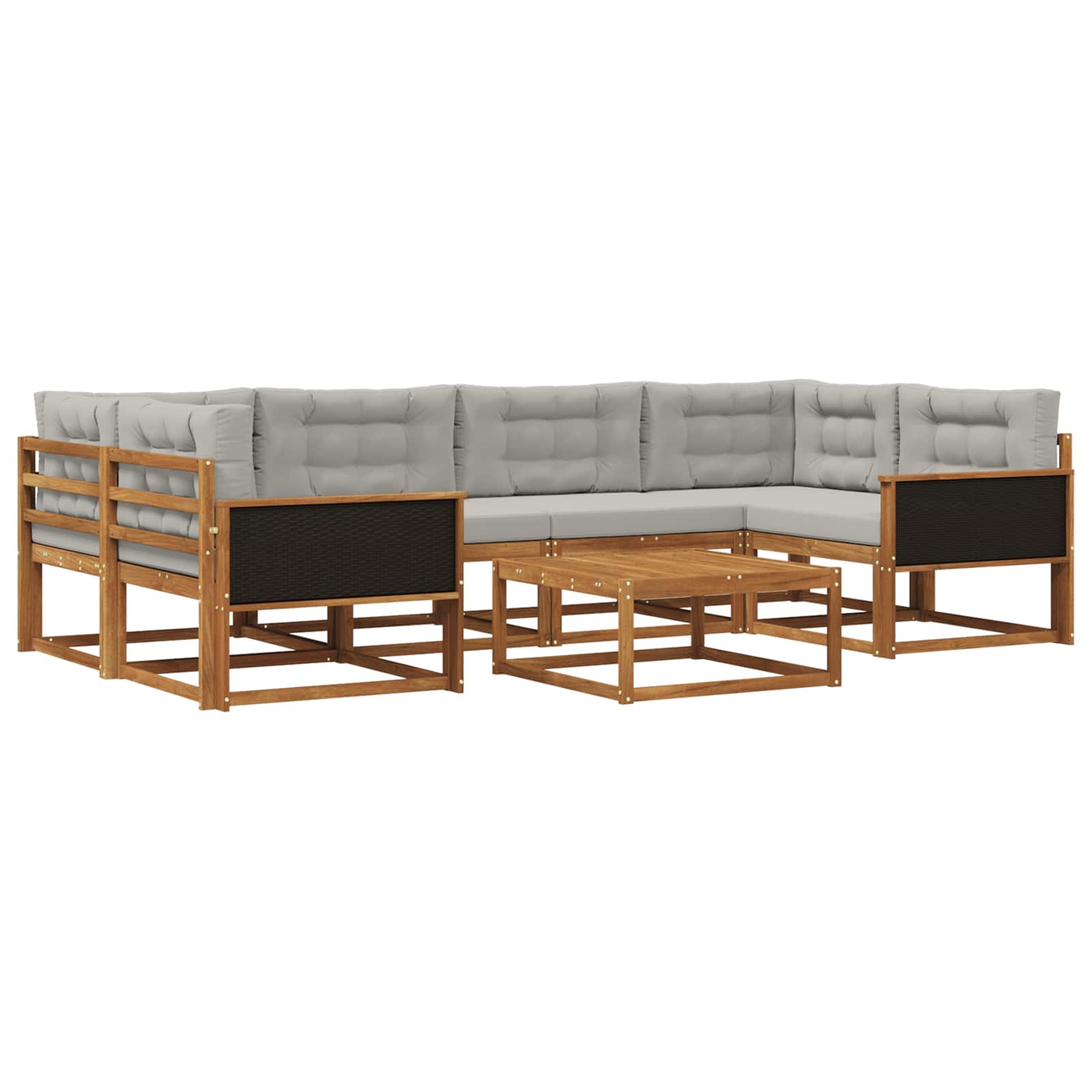 Outdoor-Sofagarnitur mit Kissen 7 pcs Natur und Hellgrau