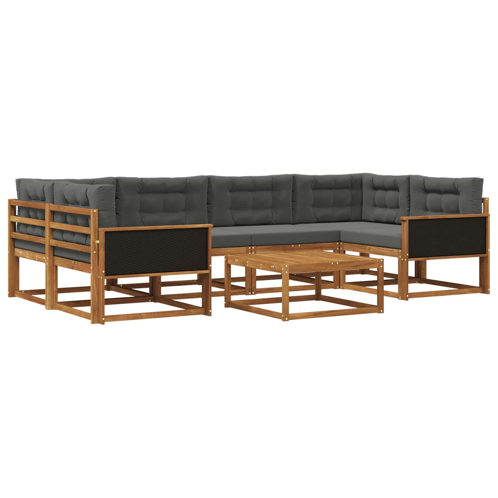Outdoor-Sofagarnitur mit Kissen 7 pcs Natur und Anthrazit