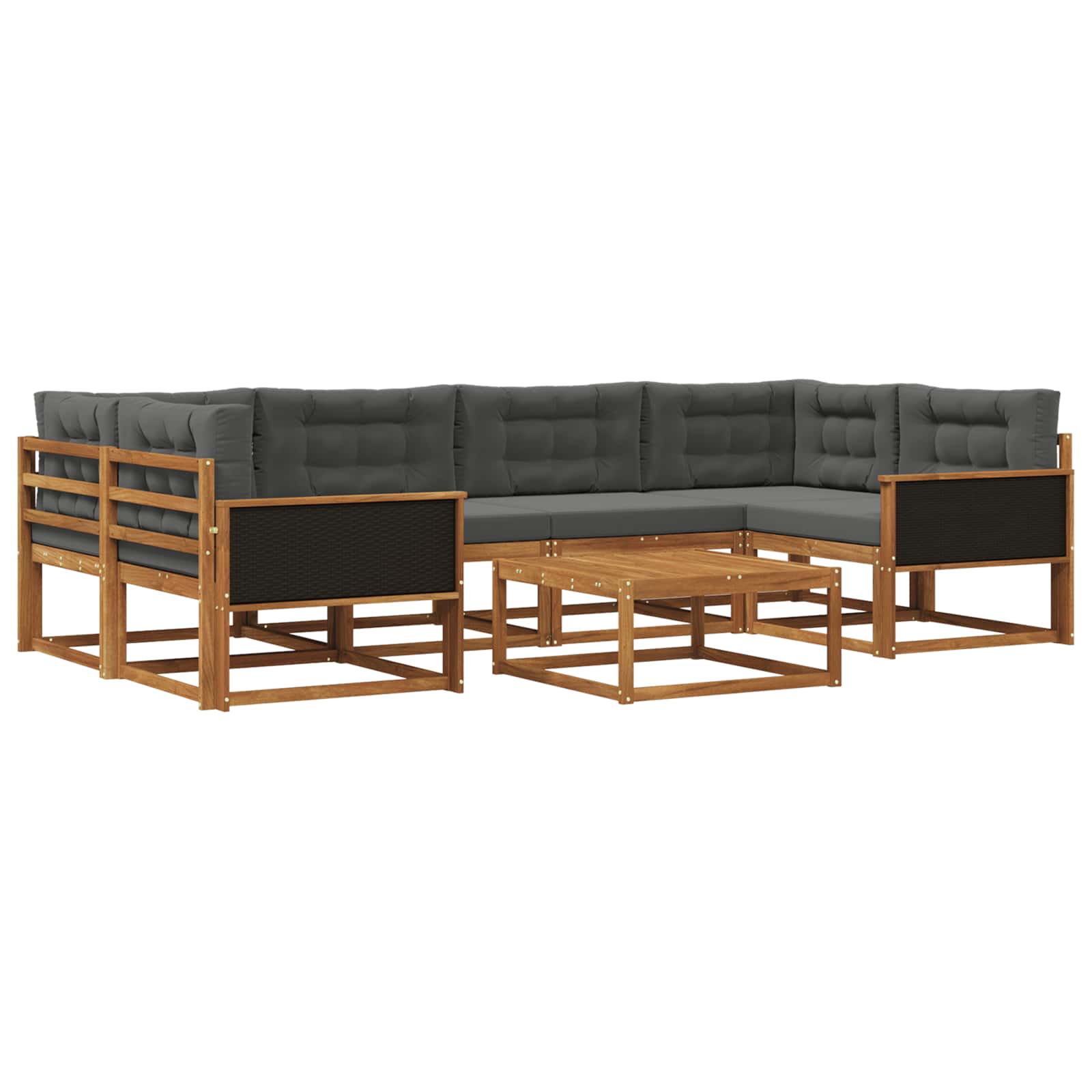 Outdoor-Sofagarnitur mit Kissen 7 pcs Natur und Anthrazit