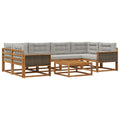 Outdoor-Sofagarnitur mit Kissen 7 pcs Natur und Hellgrau