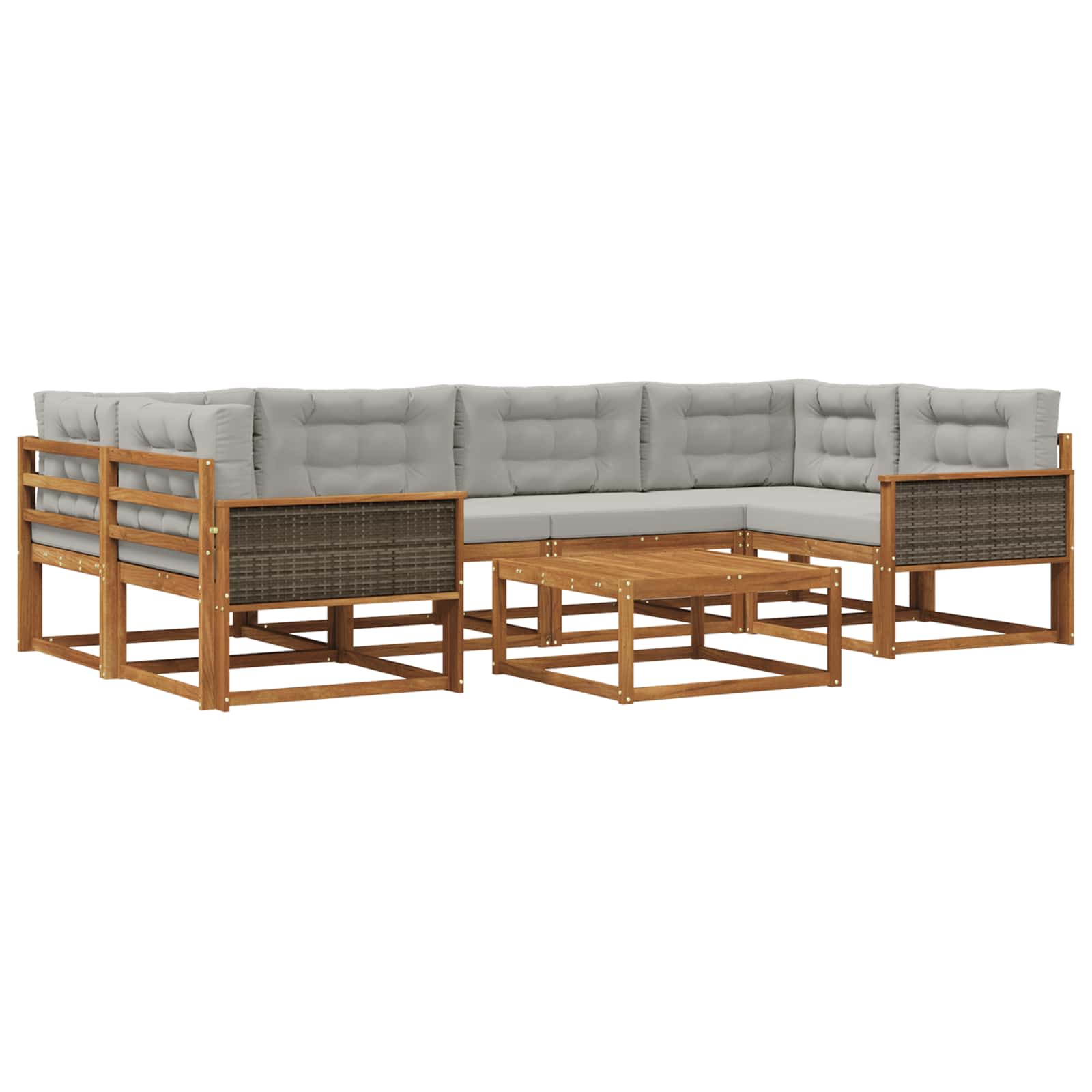 Outdoor-Sofagarnitur mit Kissen 7 pcs Natur und Hellgrau