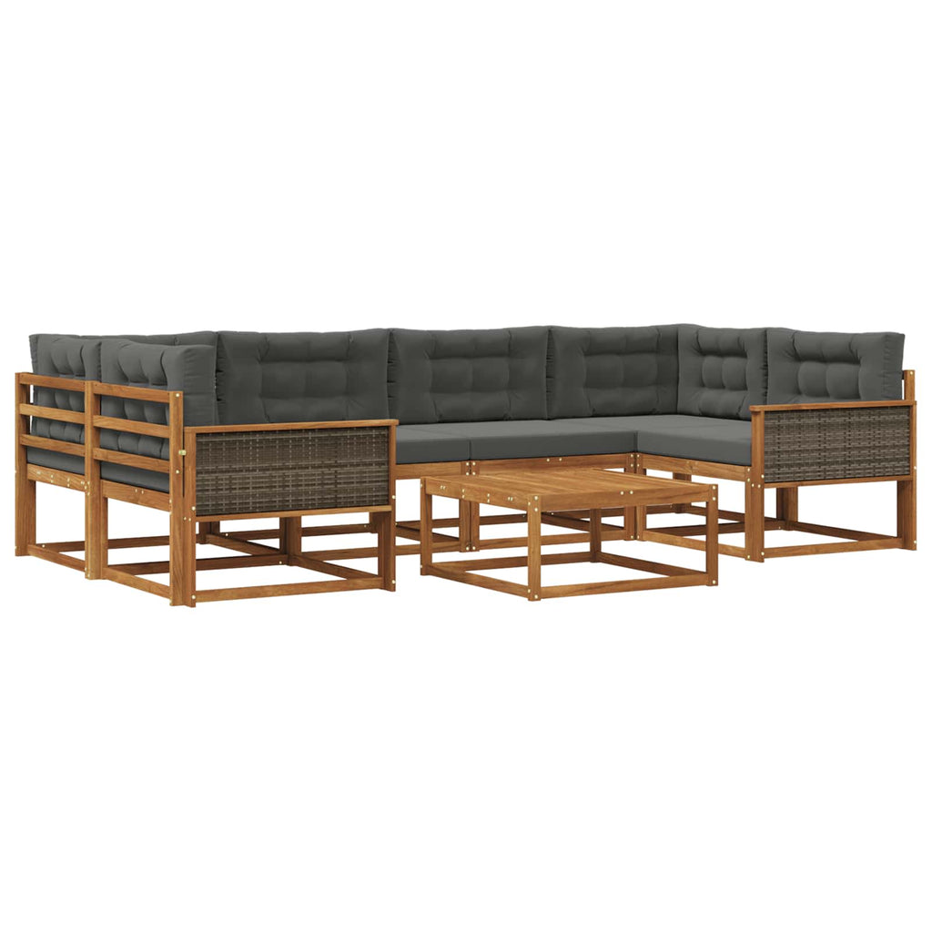 Outdoor-Sofagarnitur mit Kissen 7 pcs Natur und Anthrazit