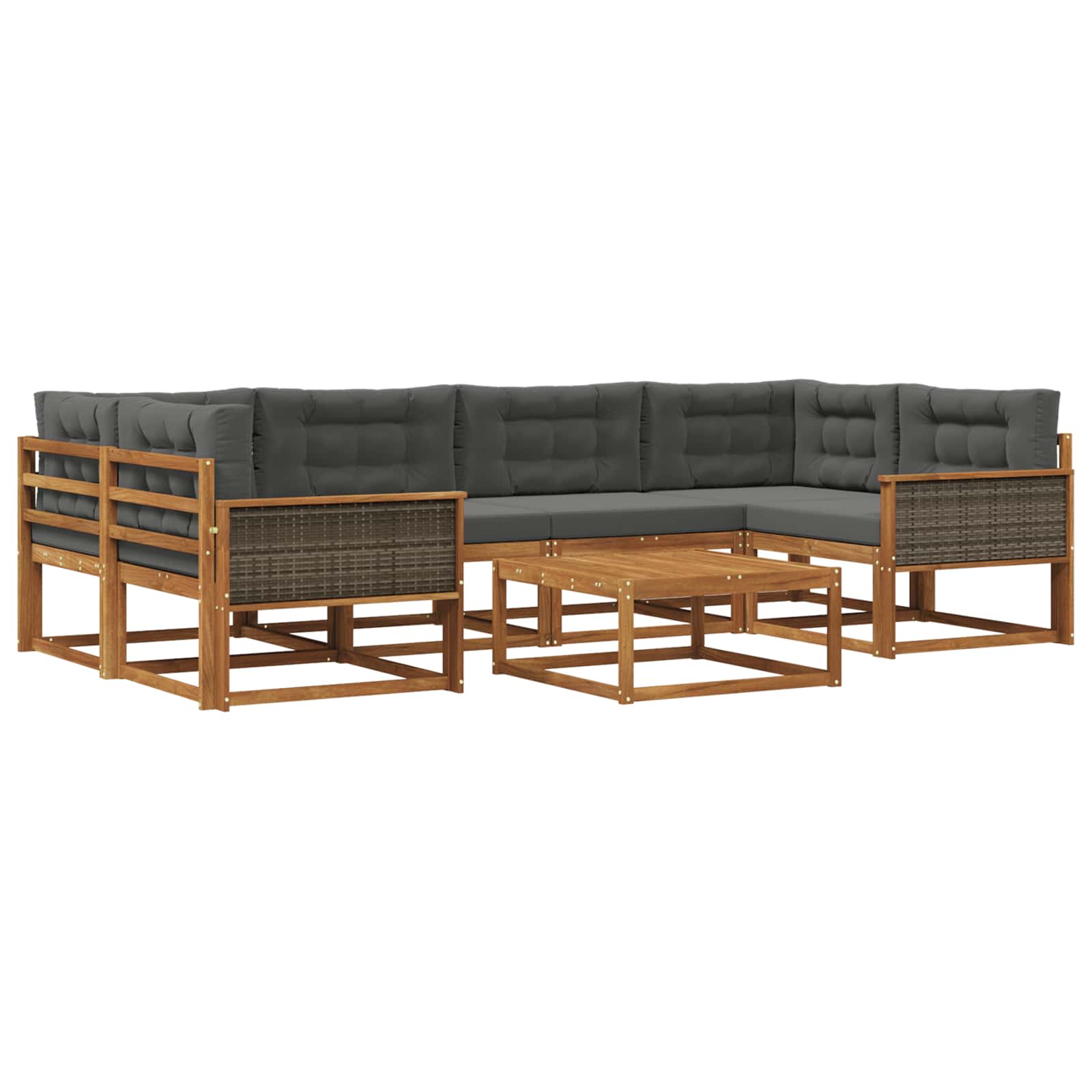 Outdoor-Sofagarnitur mit Kissen 7 pcs Natur und Anthrazit