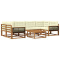 Outdoor-Sofagarnitur mit Kissen 7 pcs Natur und Creme