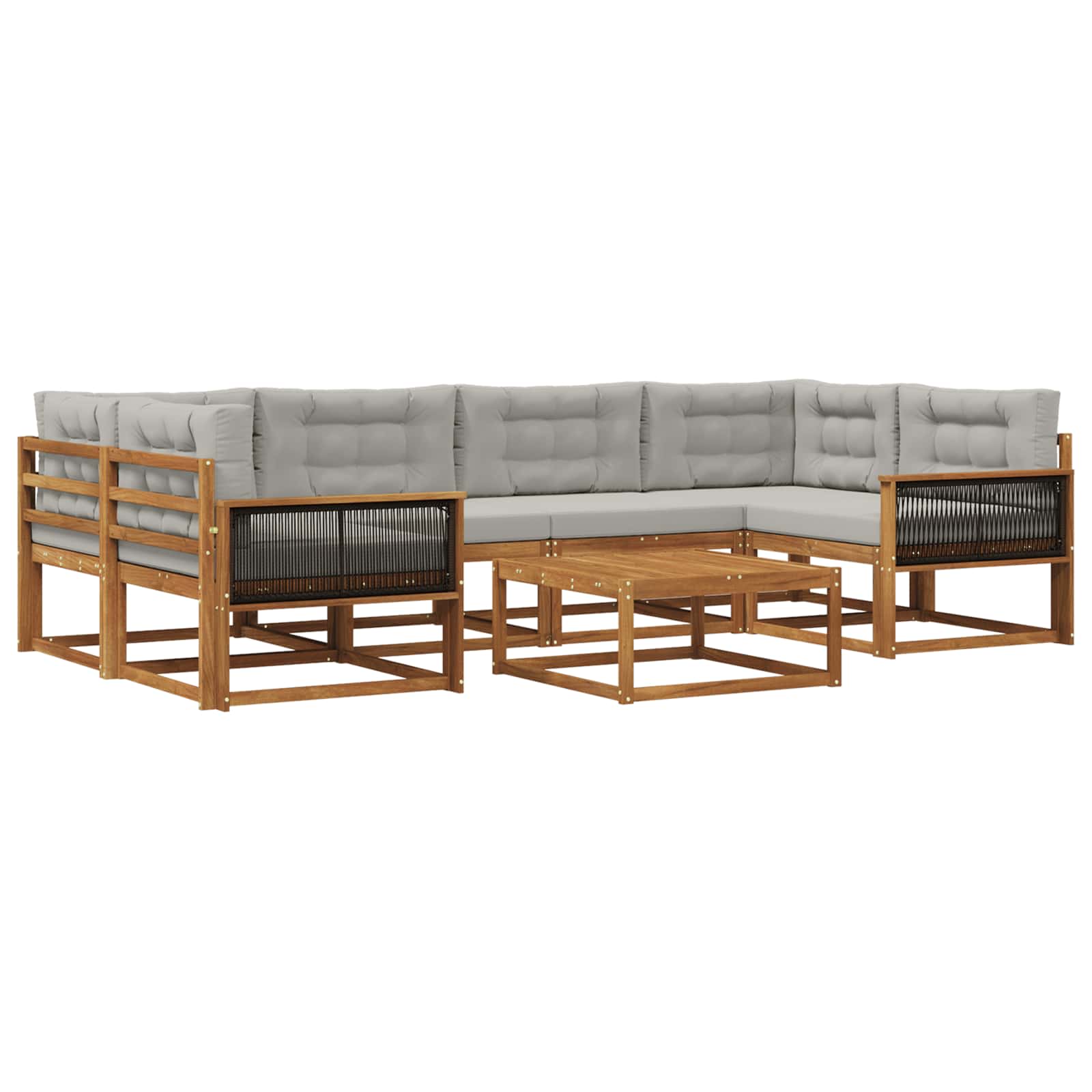Outdoor-Sofagarnitur 7 pcs Natur und Hellgrau