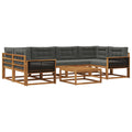 Outdoor-Sofagarnitur mit Kissen 7 pcs Natur und Anthrazit