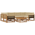 Outdoor-Sofagarnitur mit Kissen 7 pcs Natur und Beige