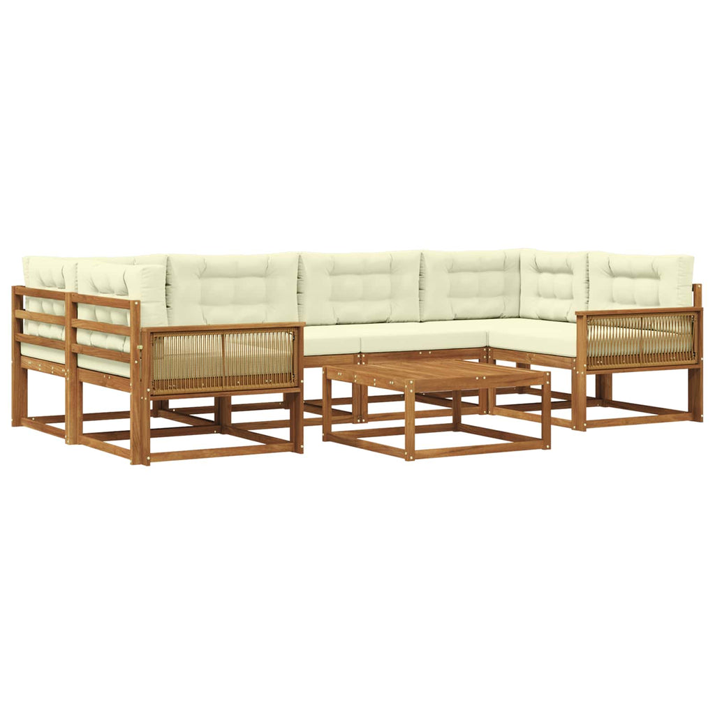 Outdoor-Sofagarnitur mit Kissen 7 pcs Natur und Creme