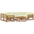 Outdoor-Sofagarnitur mit Kissen 7 pcs Natur und Creme