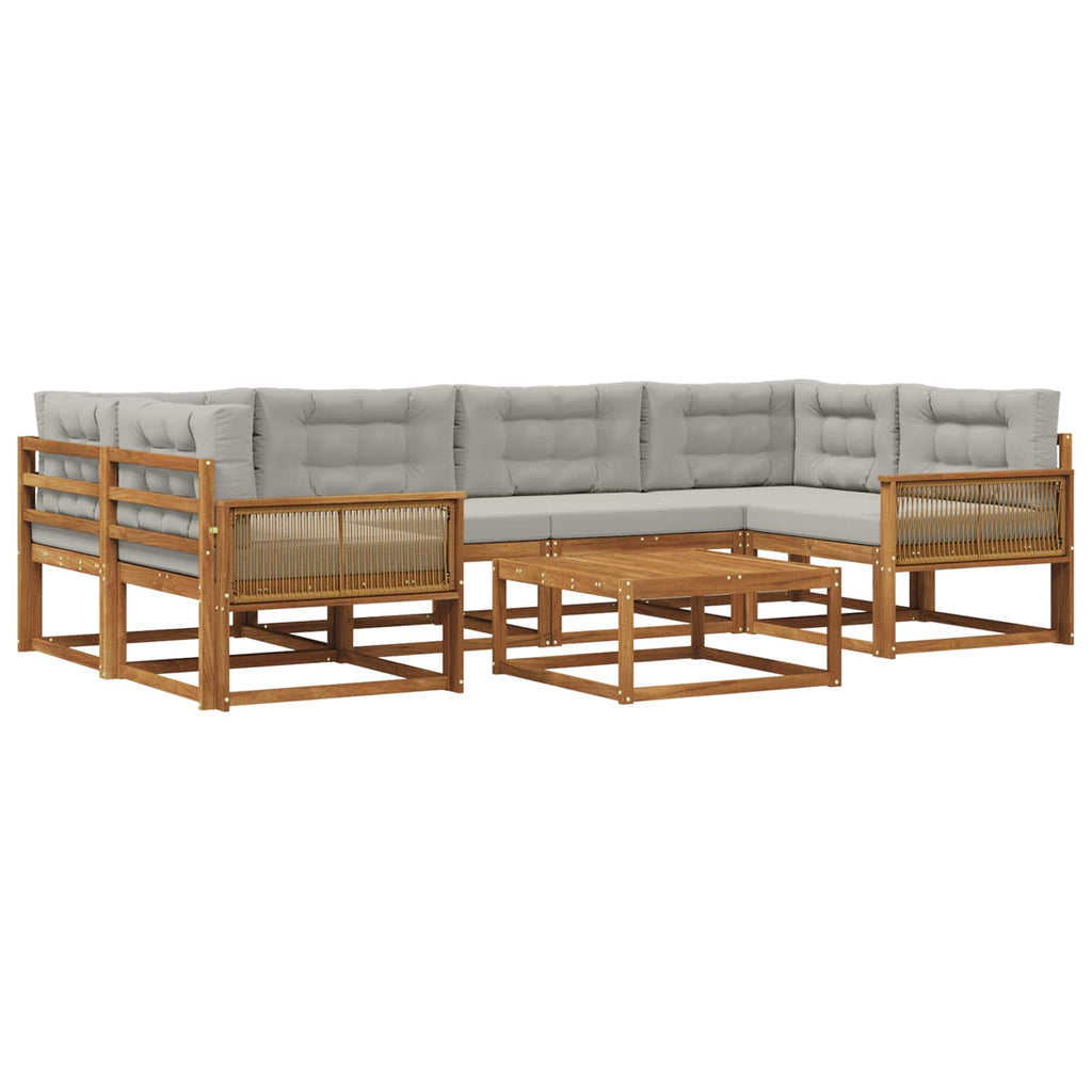 Outdoor-Sofagarnitur mit Kissen 7 pcs Natur und Hellgrau