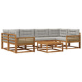Outdoor-Sofagarnitur mit Kissen 7 pcs Natur und Hellgrau
