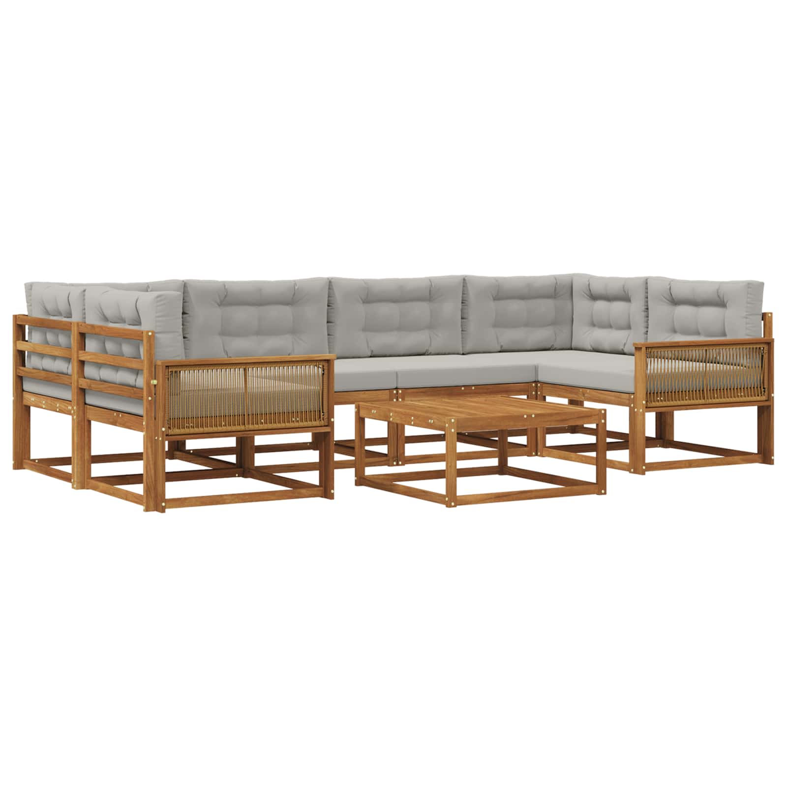 Outdoor-Sofagarnitur mit Kissen 7 pcs Natur und Hellgrau
