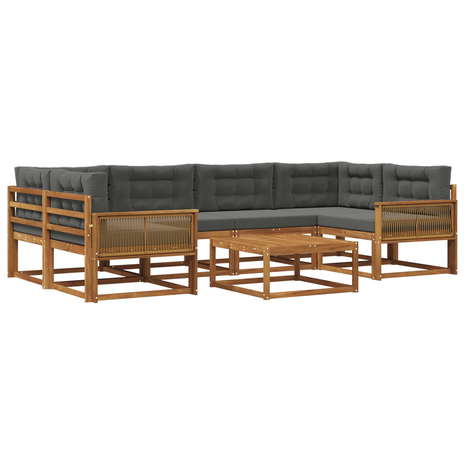 Outdoor-Sofagarnitur 7 pcs Natur und Anthrazit
