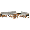 Outdoor-Sofagarnitur mit Kissen 8 pcs Natur und Hellgrau
