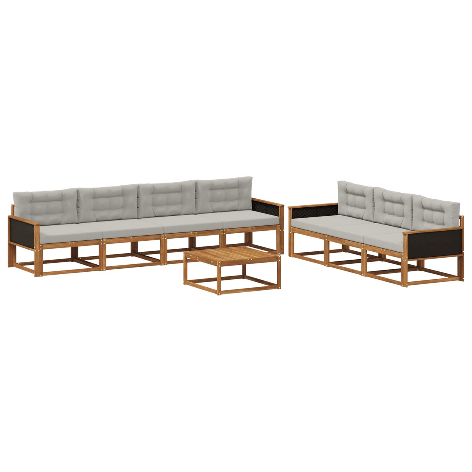 Outdoor-Sofagarnitur mit Kissen 8 pcs Natur und Hellgrau