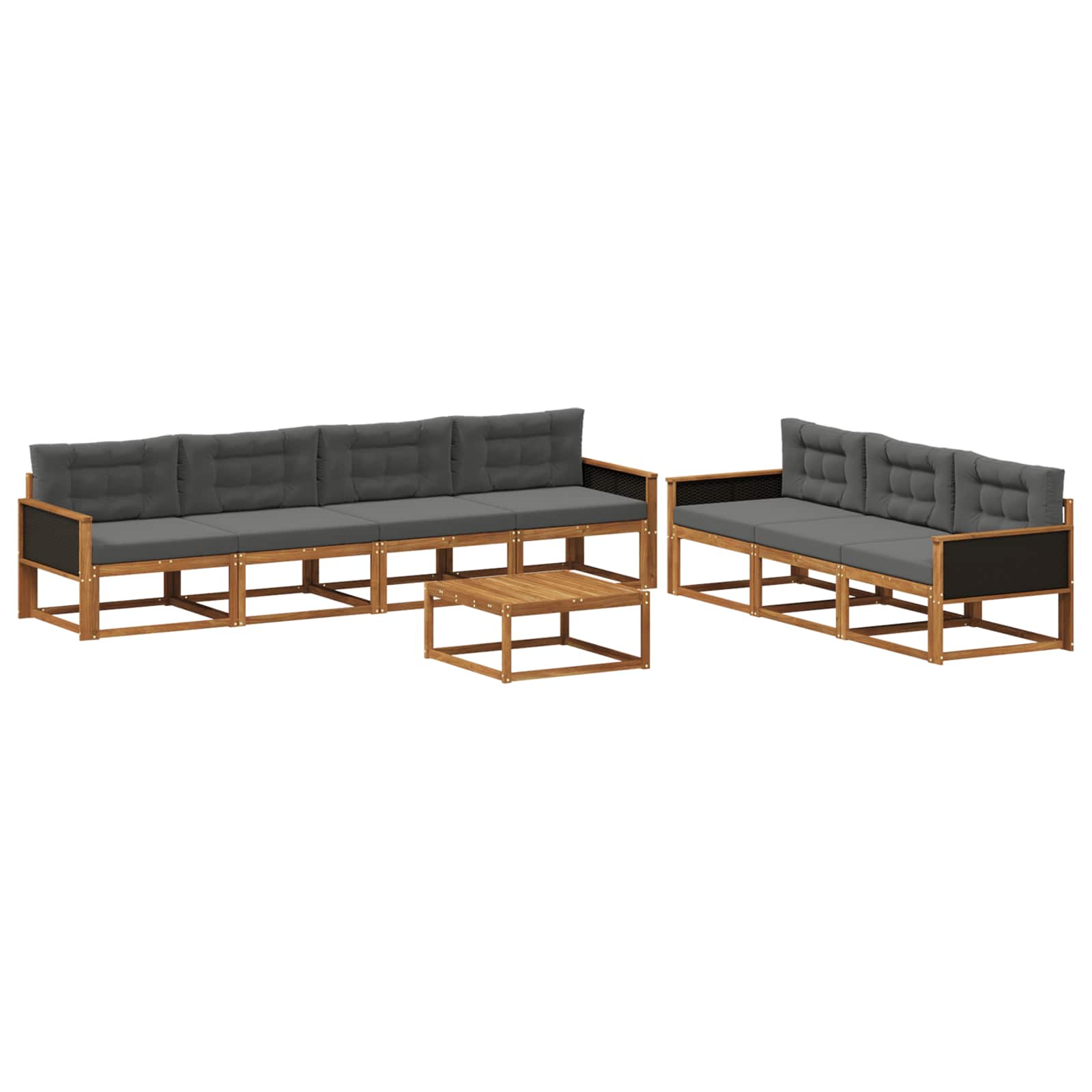 Outdoor-Sofagarnitur mit Kissen 8 pcs Natur und Anthrazit