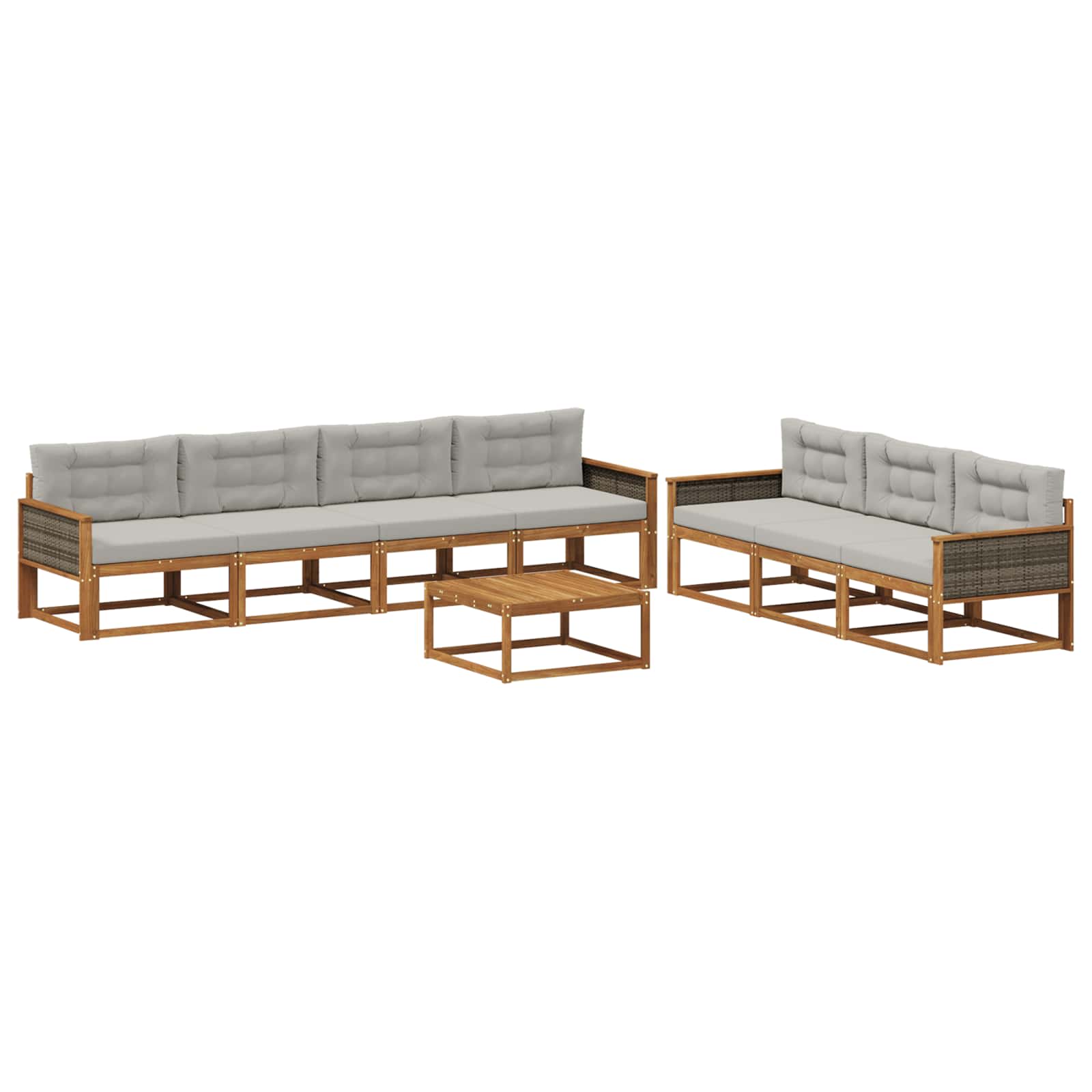 Outdoor-Sofagarnitur 8 pcs Natur und Hellgrau