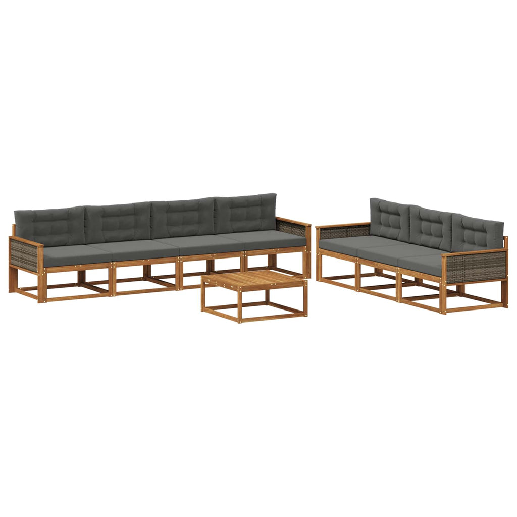 Outdoor-Sofagarnitur mit Kissen 8 pcs Natur und Anthrazit