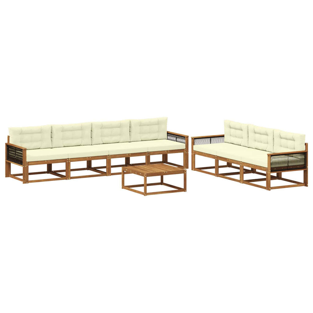 Outdoor-Sofagarnitur mit Kissen 8 pcs Natur und Creme