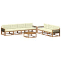 Outdoor-Sofagarnitur mit Kissen 8 pcs Natur und Creme