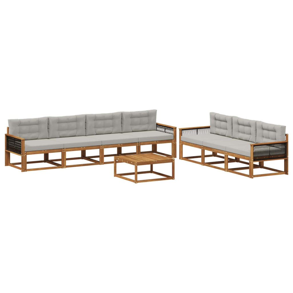 Outdoor-Sofagarnitur mit Kissen 8 pcs Natur und Hellgrau