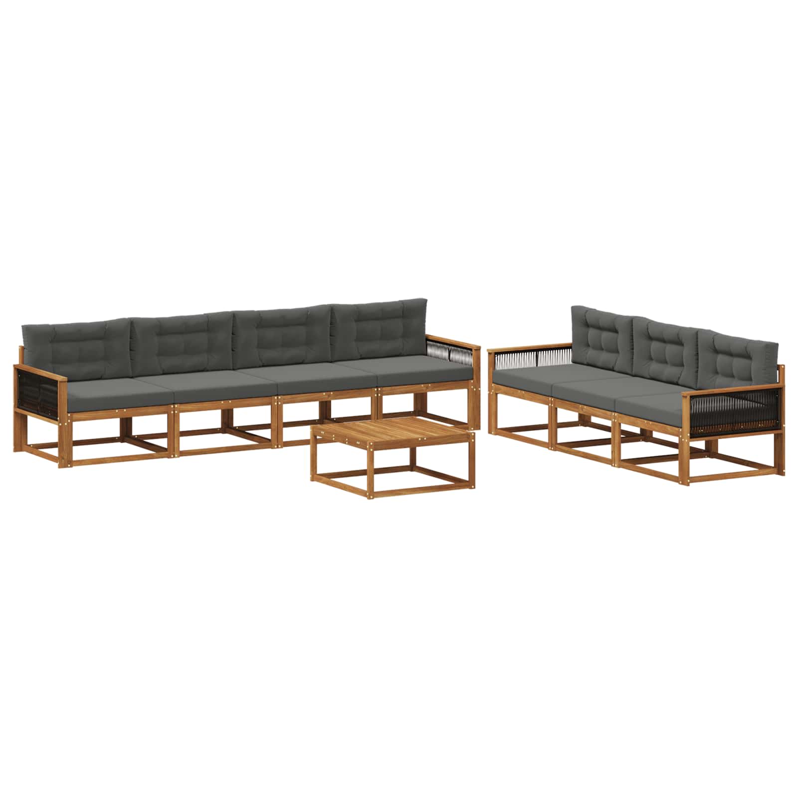 Outdoor-Sofagarnitur mit Kissen 8 pcs Natur und Anthrazit