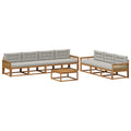 Outdoor-Sofagarnitur mit Kissen 8 pcs Natur und Hellgrau