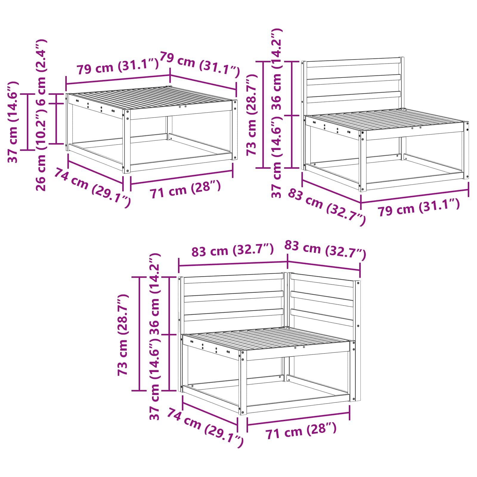 Outdoor-Sofagarnitur 8 pcs Natur Massivholz Akazie