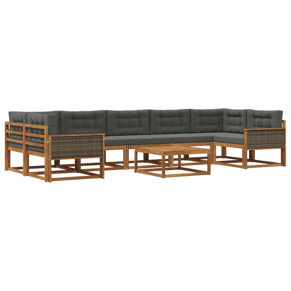 Outdoor-Sofagarnitur mit Kissen 8 pcs Natur und Anthrazit