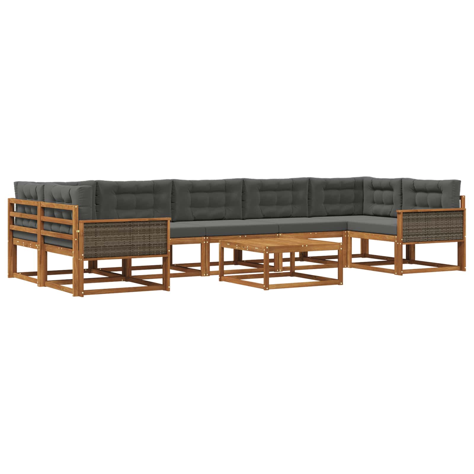 Outdoor-Sofagarnitur mit Kissen 8 pcs Natur und Anthrazit