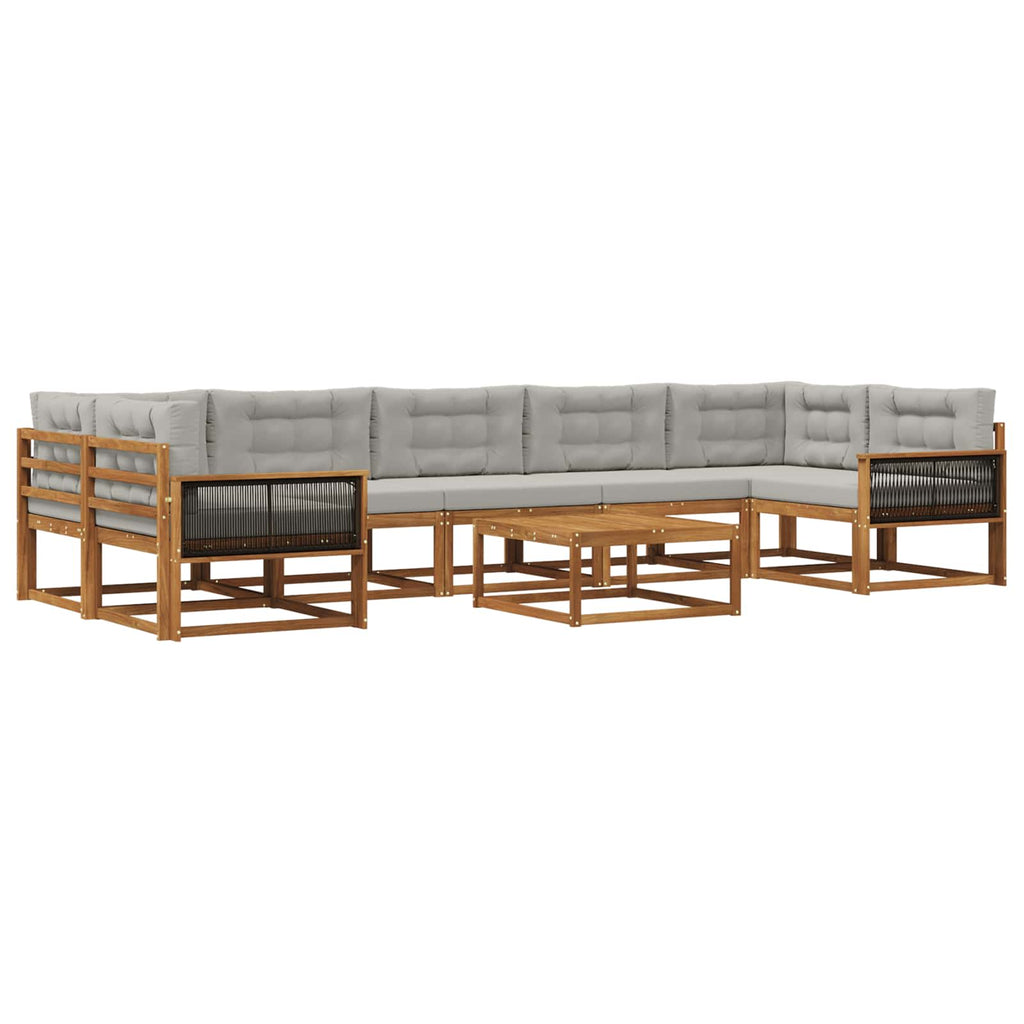 Outdoor-Sofagarnitur mit Kissen 8 pcs Natur und Hellgrau